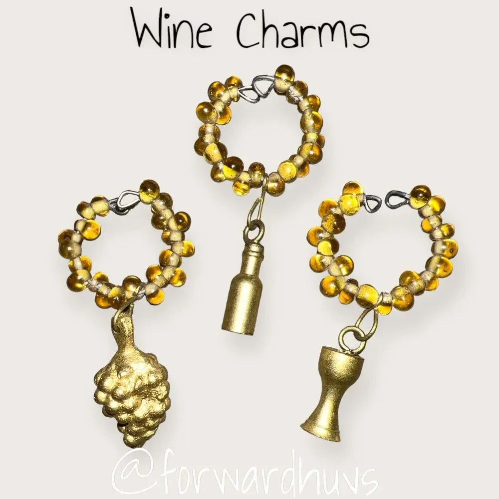 Cheese & Wine Glass Charm Set of 6